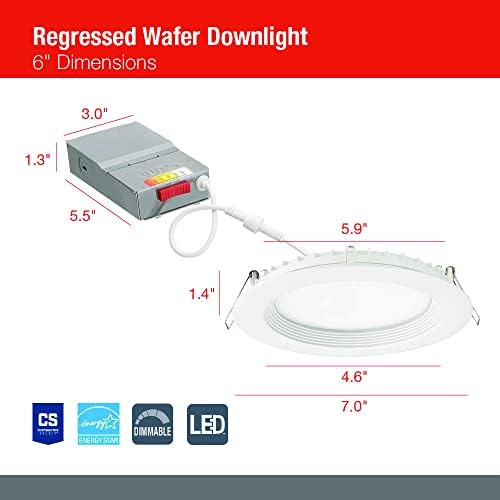 Juno 6-Inch Round Wafer LED Downlight, Matte White