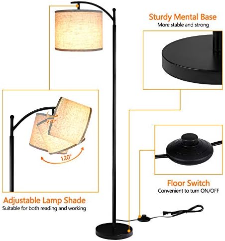 ROTTOGOON Industrial Floor Lamp, 3 Color Temperatures, Black