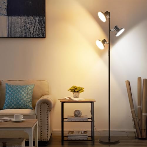 SIBRILLE 36W LED Tree Floor Lamp, 3 Rotatable Lights
