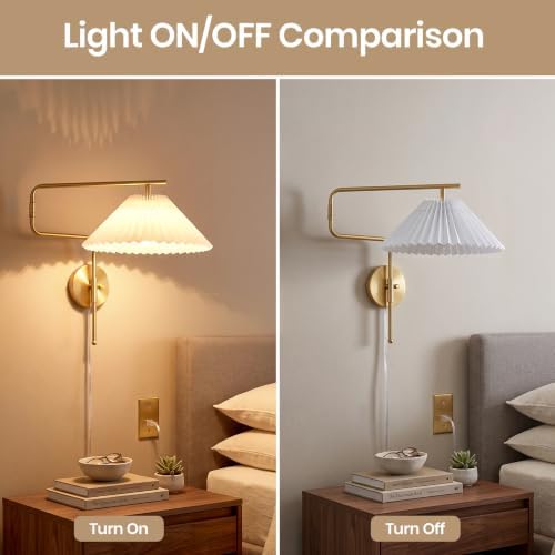 Farmhouse Plug-in Swing Arm Wall Sconces, Set of 2