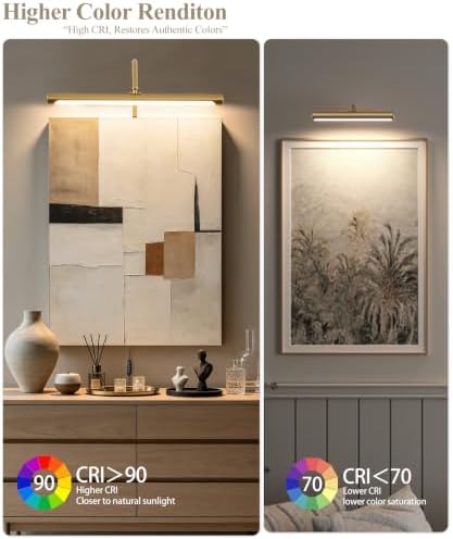 ZitoStory Dimmable Picture Light, Gold, 16 inch
