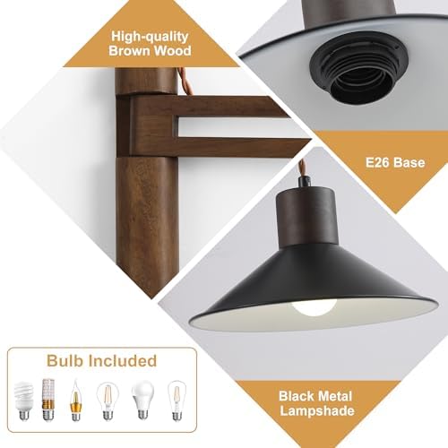 maesta Plug-in Wood Swing Arm Wall Sconce