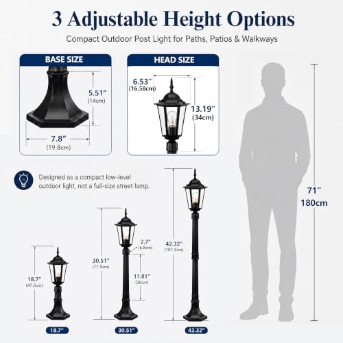 Alighting 42-Inch Adjustable Outdoor Post Light, Black