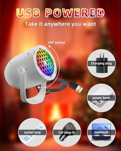 Christmas Snowflake Projector Light, USB Powered, White