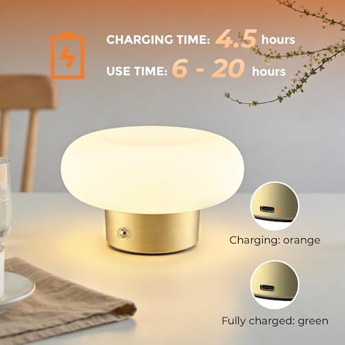 Cordless Rechargeable Table Lamp, 2700K, Gold