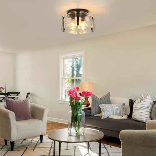 Black 3-Light Semi Flush Mount Ceiling Light Fixture