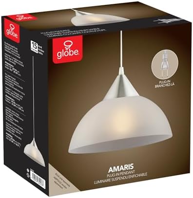 Globe Electric 64413 Plug-in Pendant Light, Brushed Steel