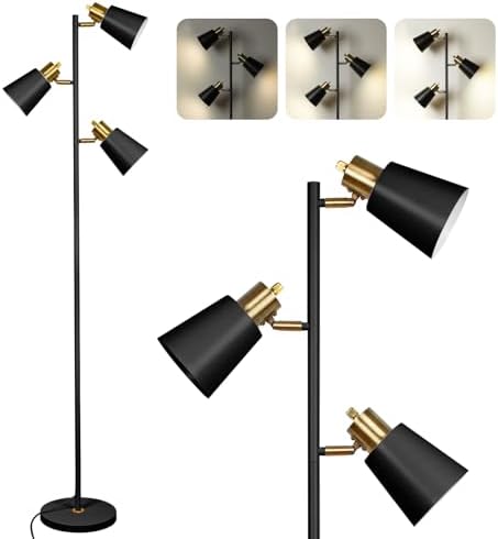 LALISU Industrial 3-Light Tree Floor Lamp
