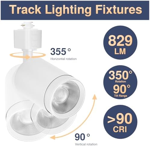 10W H Type LED Track Lighting Heads, 6-Pack