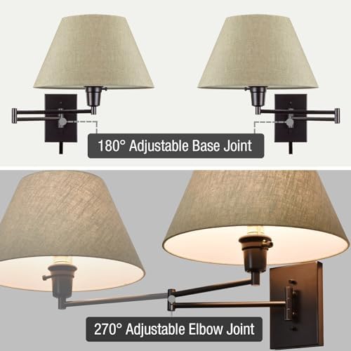 Kira Home Cambridge 15" Swing Arm Wall Sconce, 2-Pack