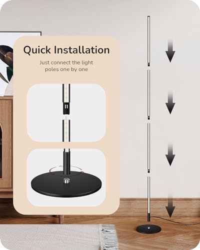 EDISHINE 59.84" LED Corner Floor Lamp, Black