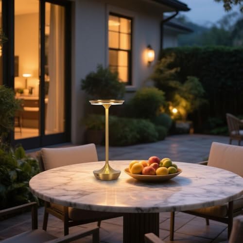 EJQ Rechargeable Cordless LED Table Lamps, Set of 2, Gold