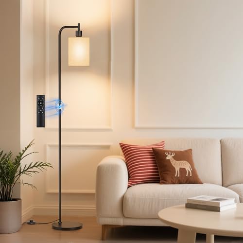 SIBRILLE Dimmable Floor Lamp, Linen Shade, Remote Control