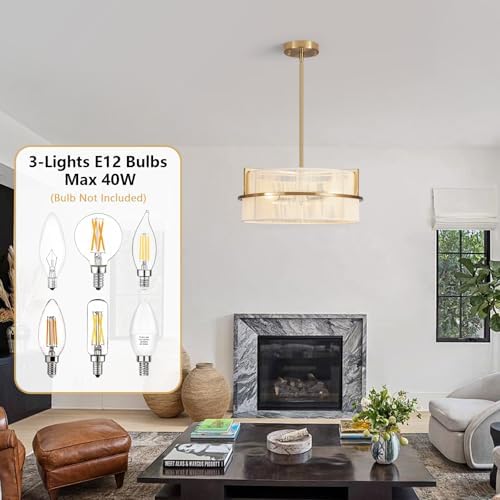 15.7" 3-Light Boho Drum Chandelier