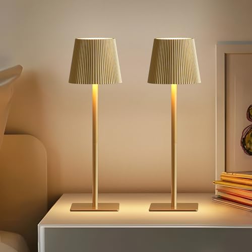 LUTEC 2 Pack Cordless Table Lamps, 6000mAh, Gold