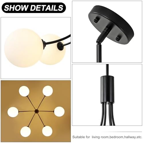 6-Light Black Modern Farmhouse Chandelier
