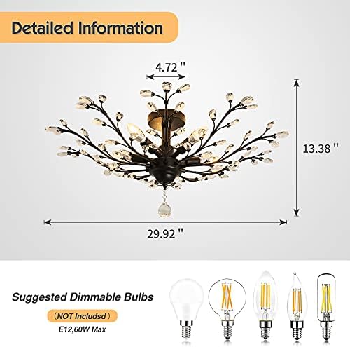CVKASH 5-Light Crystal Chandelier, Black