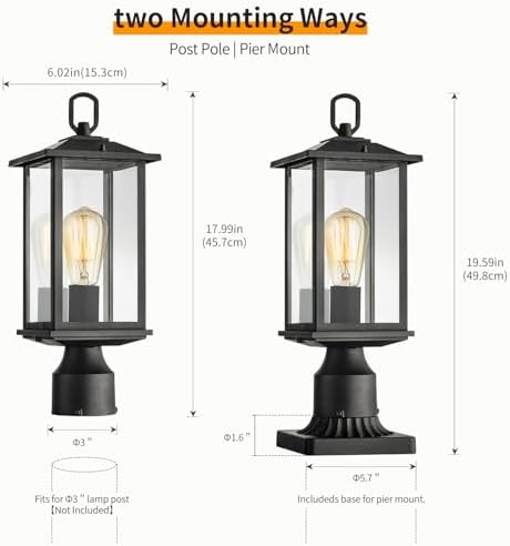mirrea 18-Inch Outdoor Post Light, Matte Black