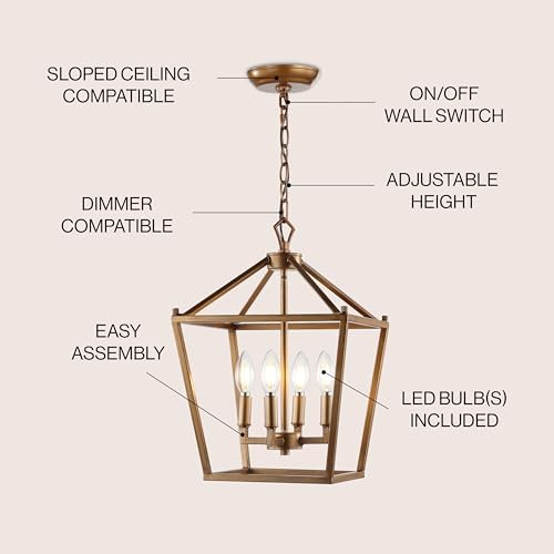 JONATHAN Y 4-Light Pendant, Antique Gold