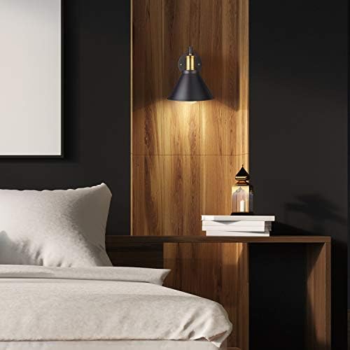 Plug-in Industrial Swing Arm Wall Sconce, Bronze and Black