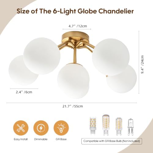 Sputnik Bubble Chandelier, Gold, 6 Light