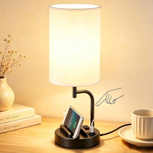 Dreamholder Touch Control Table Lamp with USB C/A & AC Outlet