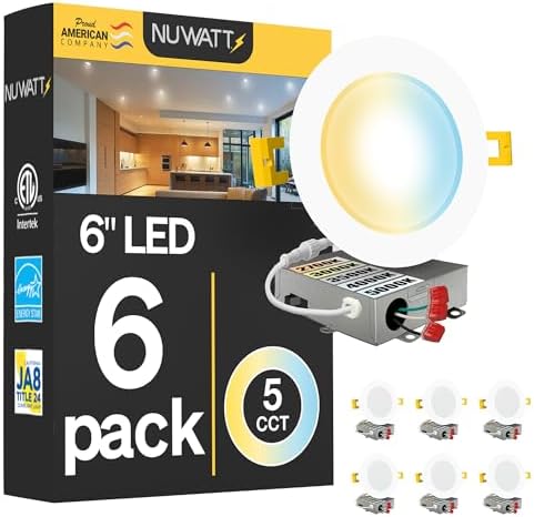 NUWATT Canless Recessed Lighting 6 Inch, 2700K-5000K, Dimmable, ETL