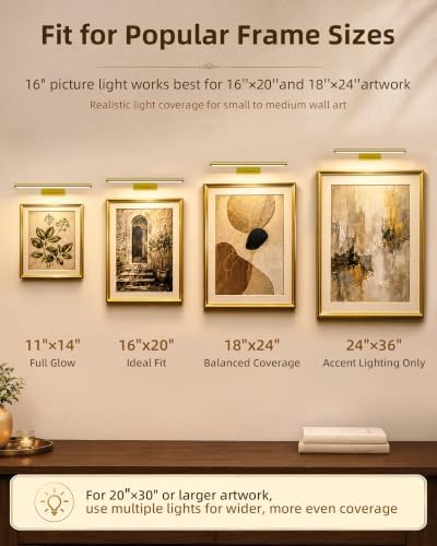 EZVALO Gold LED Picture Light, 16''