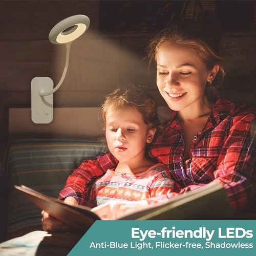 CUHIOY Rechargeable Clip-On Reading Lights, 2 Pack, White