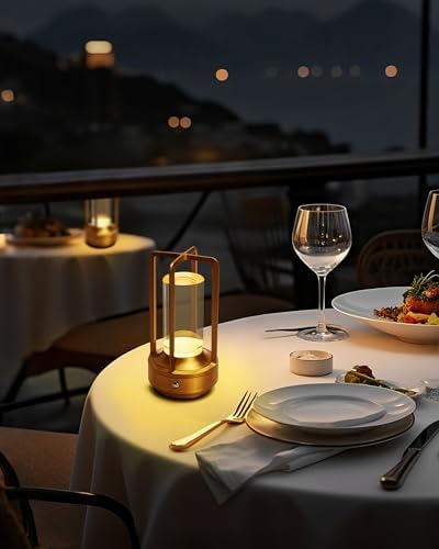 2 Pack Gold Cordless Rechargeable LED Table Lamps