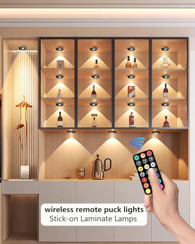 Wireless Puck Lights with Remote, Black, 3 Pack