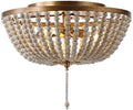 JONATHAN Y Allison 15" Wood Beaded Flush Mount