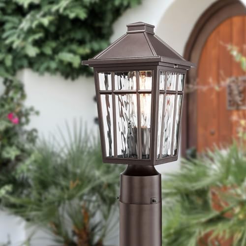 Darkaway Outdoor Post Light with Water Ripple Glass