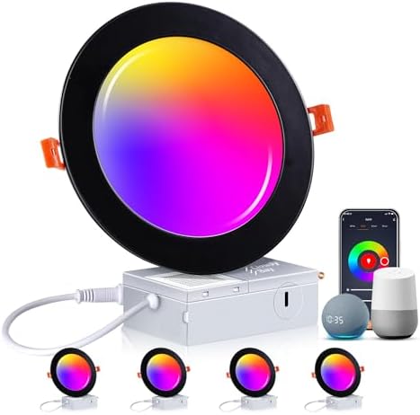 CLOUDY BAY 6 Inch Smart WiFi LED Recessed Lights, 4 Pack