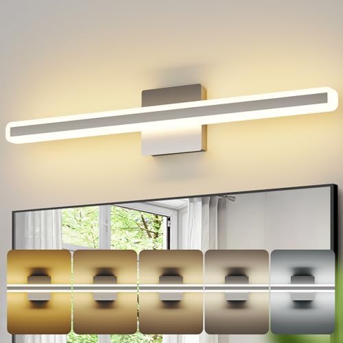 31.5 Inch Brushed Nickel Bathroom Vanity Light, 5CCT