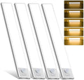 4 Pack Rechargeable Motion Sensor Under Cabinet Lights, Warm Light