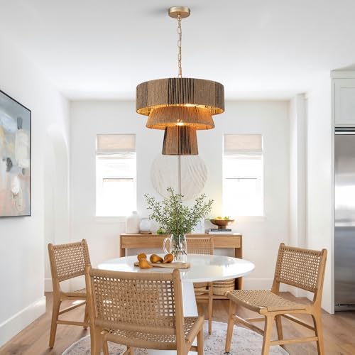 3-Tier Modern Coastal Rattan Chandelier