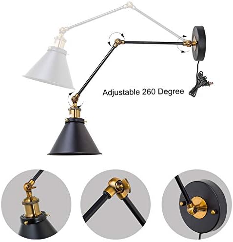 LNC Adjustable Swing Arm Wall Sconce, Antique Brass