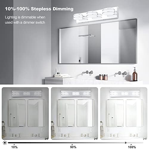GOODATE Chrome 3-Light LED Vanity Light