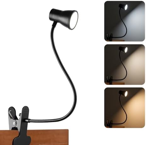 Clip-On Desk Lamp, 3 Color Modes, Black-Small