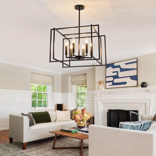 UOFUS 6-Light Black Farmhouse Chandelier