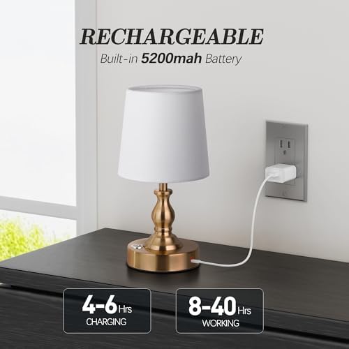PARTPHONER Mini Cordless LED Table Lamp, 5200mAh