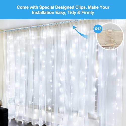 Fairy Curtain Lights, 6.6FTx6.6FT Cool White USB