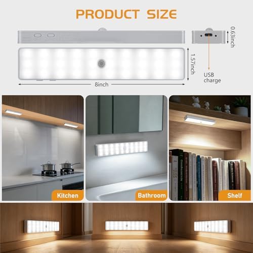 Racokky Under Cabinet Lighting with Remote, Motion Activated Closet