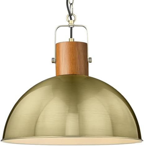 ELYONA 16" Rubber Wood Dome Pendant Light