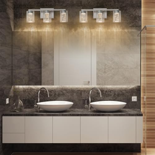 SineRise 3-Light Brushed Nickel LED Bathroom Vanity Light