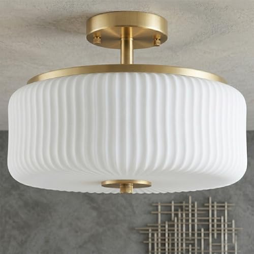 3-Light Gold Semi Flush Mount Ceiling Light