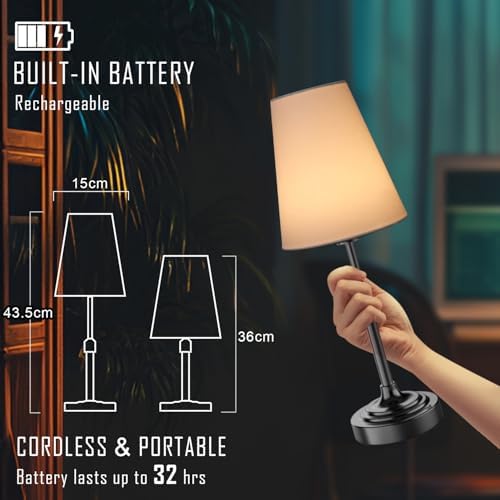 Black Portable Cordless Table Lamp, 2700-6000K