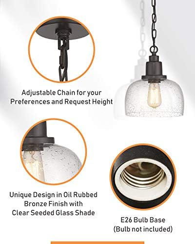 EAPUDUN Farmhouse Pendant Light, 1-Light, Bronze