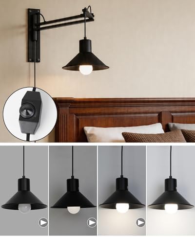 Plug-in Swing Arm Wall Sconce with Dimmable Switch